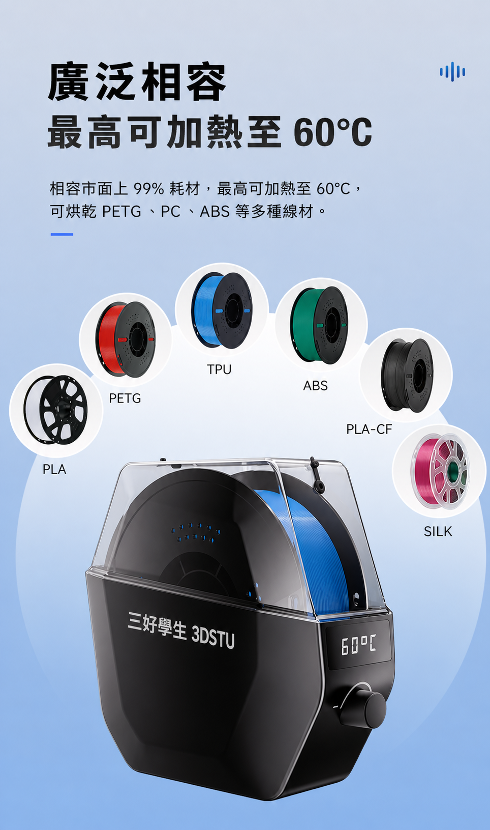 三好學生3DSTU 1捲耗材烘乾機 KR01 單卷線材烘乾箱 詳情圖 7