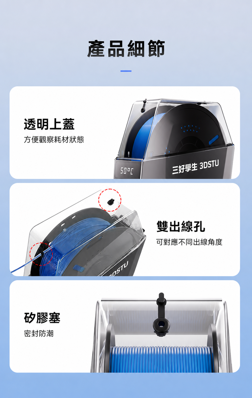 三好學生3DSTU 1捲耗材烘乾機 KR01 單卷線材烘乾箱 詳情圖 9