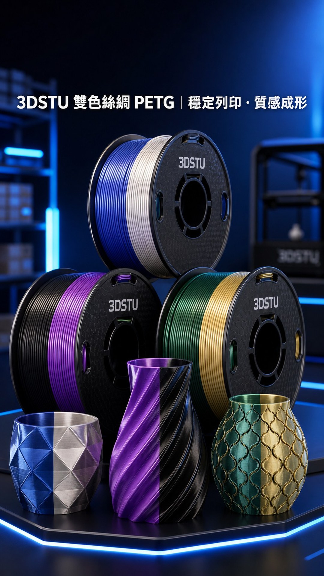 3DSTU 絲綢 PETG 雙色耗材詳情圖